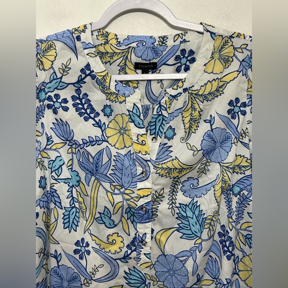 Talbots Vivacious Floral Button Up Popover Shirt - Picture 3 of 9